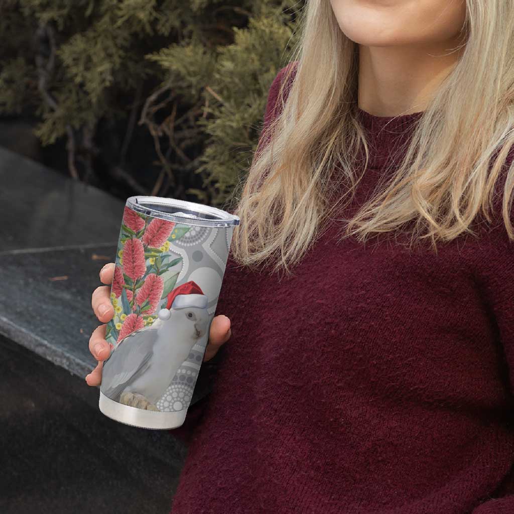 Blue Galah Mutation Christmas Australia Tumbler Cup Falalalala Galalah Bottlebrush Grey Aboriginal Art - Aussie Hoodie