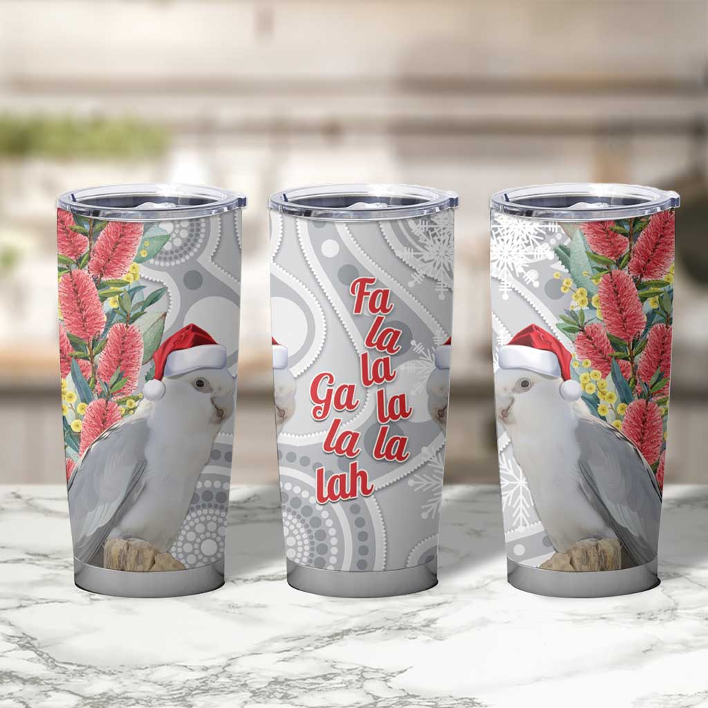 Blue Galah Mutation Christmas Australia Tumbler Cup Falalalala Galalah Bottlebrush Grey Aboriginal Art - Aussie Hoodie