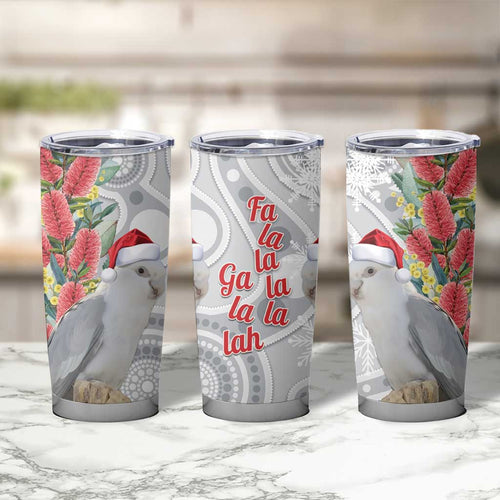 Blue Galah Mutation Christmas Australia Tumbler Cup Falalalala Galalah Bottlebrush Grey Aboriginal Art - Aussie Hoodie