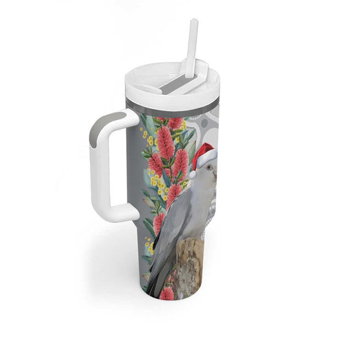 Blue Galah Mutation Christmas Australia Tumbler With Handle Falalalala Galalah Bottlebrush Grey Aboriginal Art - Aussie Hoodie