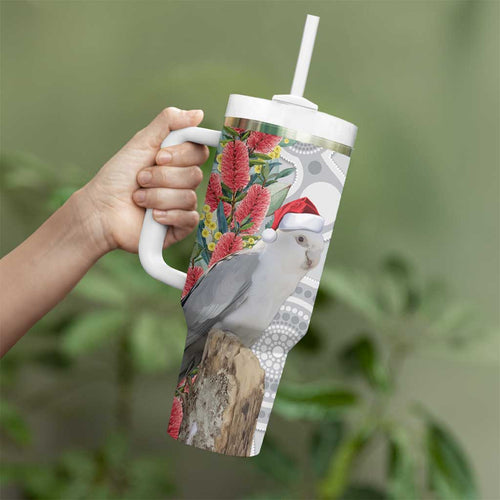 Blue Galah Mutation Christmas Australia Tumbler With Handle Falalalala Galalah Bottlebrush Grey Aboriginal Art - Aussie Hoodie