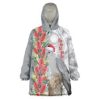 Blue Galah Mutation Christmas Australia Wearable Blanket Hoodie Falalalala Galalah Bottlebrush Grey Aboriginal Art - Aussie Hoodie