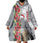Blue Galah Mutation Christmas Australia Wearable Blanket Hoodie Falalalala Galalah Bottlebrush Grey Aboriginal Art - Aussie Hoodie