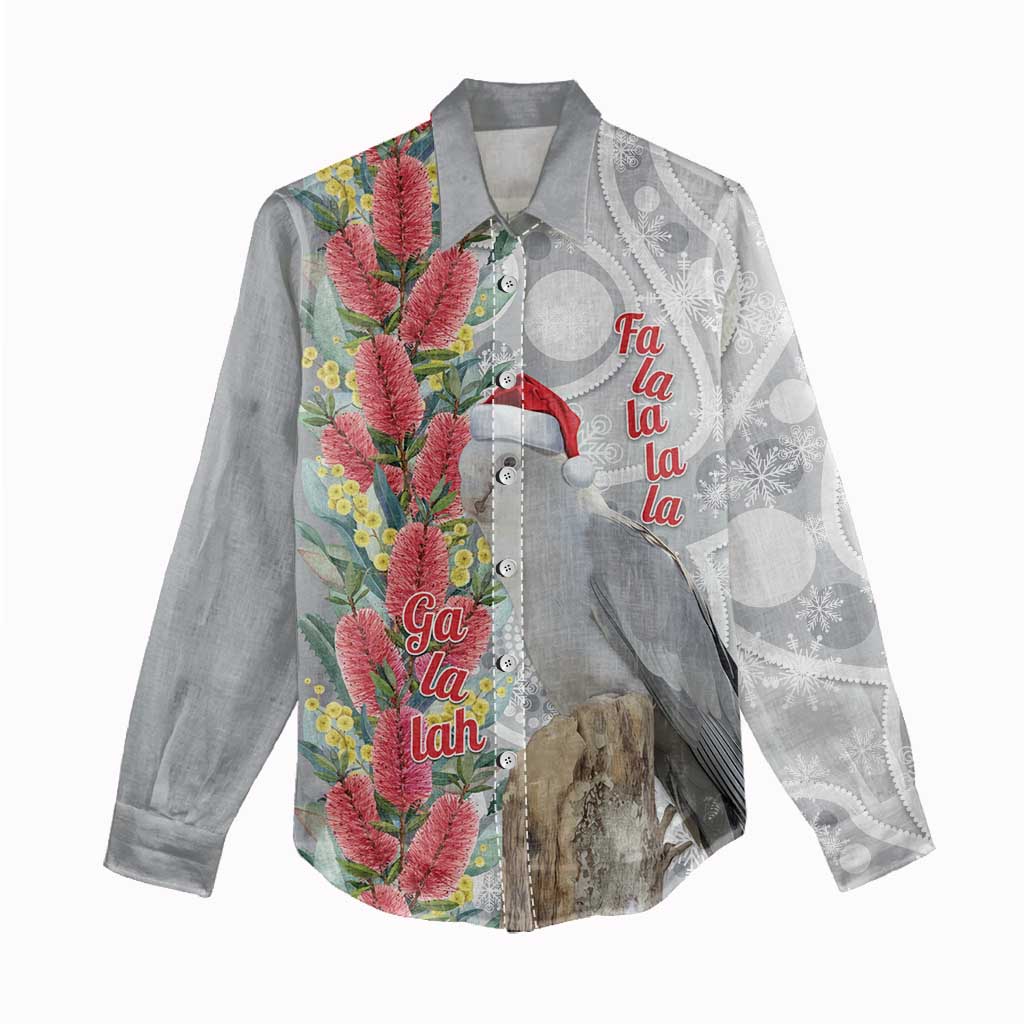 Blue Galah Mutation Christmas Australia Women Casual Shirt Falalalala Galalah Bottlebrush Grey Aboriginal Art - Aussie Hoodie