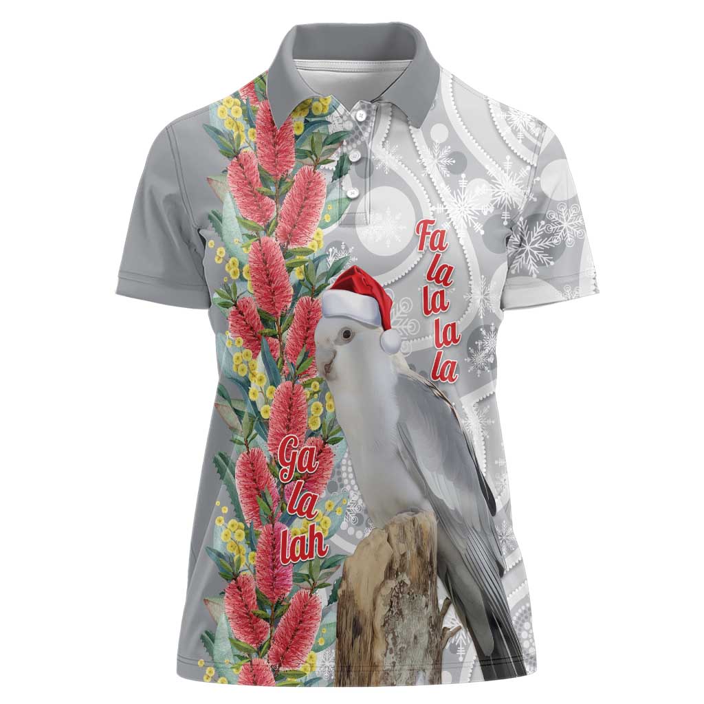 Blue Galah Mutation Christmas Australia Women Polo Shirt Falalalala Galalah Bottlebrush Grey Aboriginal Art - Aussie Hoodie