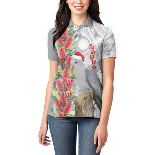 Blue Galah Mutation Christmas Australia Women Polo Shirt Falalalala Galalah Bottlebrush Grey Aboriginal Art - Aussie Hoodie