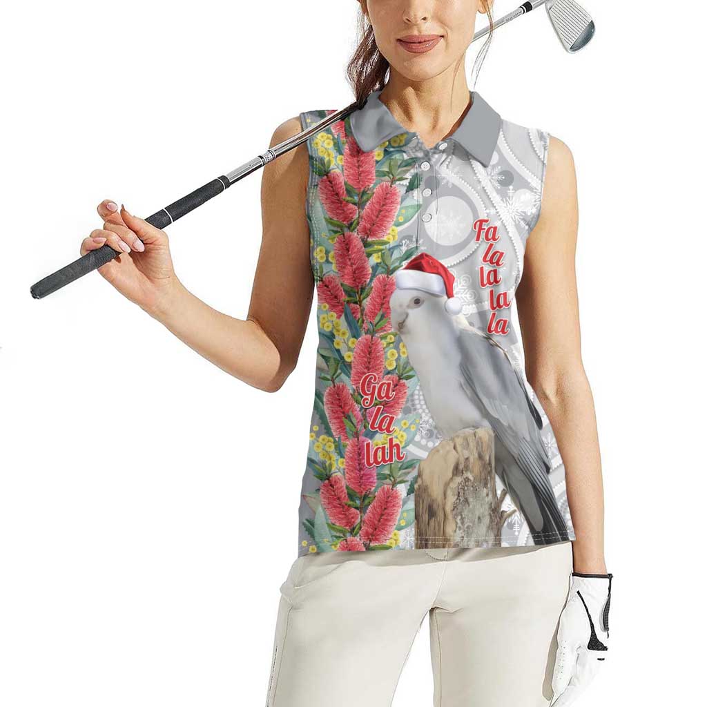 Blue Galah Mutation Christmas Australia Women Sleeveless Polo Shirt Falalalala Galalah Bottlebrush Grey Aboriginal Art - Aussie Hoodie