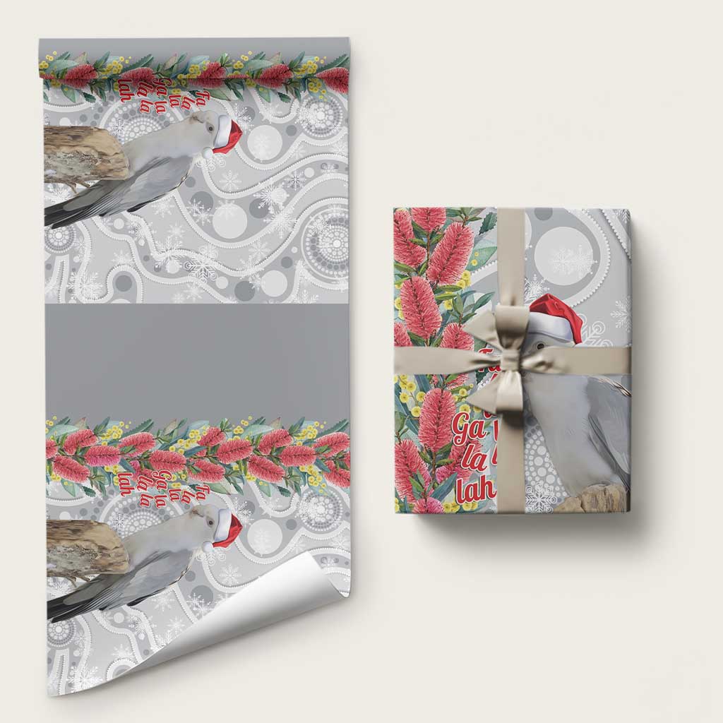 Blue Galah Mutation Christmas Australia Wrapping Paper Falalalala Galalah Bottlebrush Grey Aboriginal Art - Aussie Hoodie