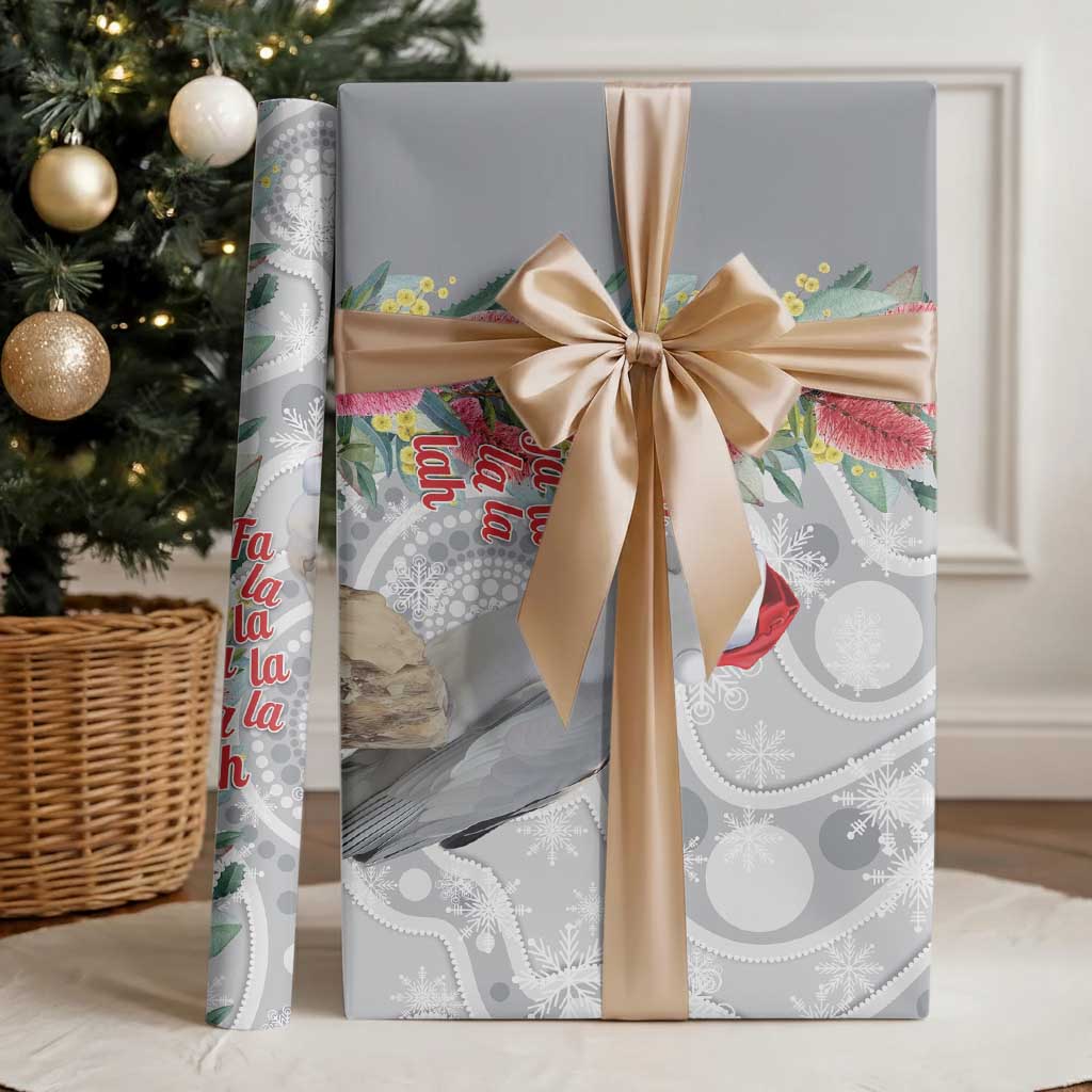 Blue Galah Mutation Christmas Australia Wrapping Paper Falalalala Galalah Bottlebrush Grey Aboriginal Art - Aussie Hoodie