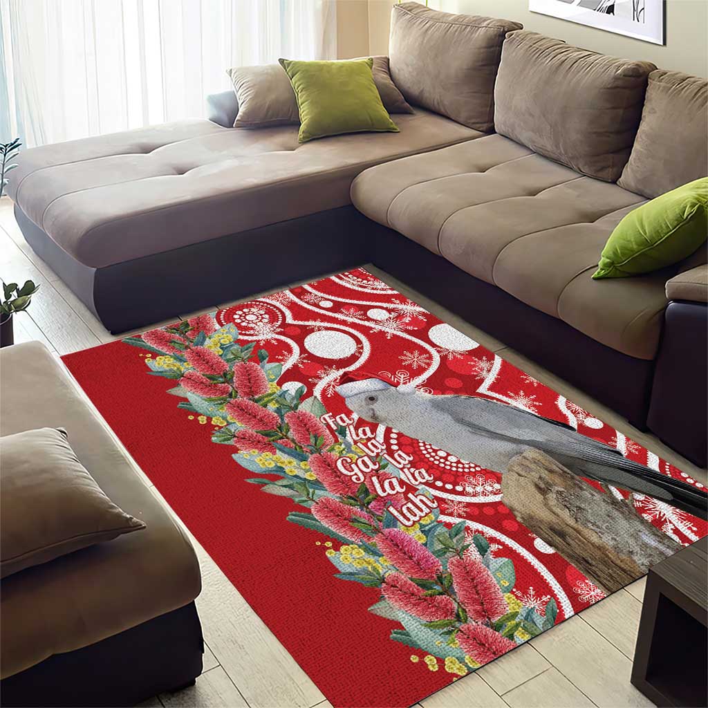 Blue Galah Mutation Christmas Australia Area Rug Falalalala Galalah Bottlebrush Red Aboriginal Art - Aussie Hoodie