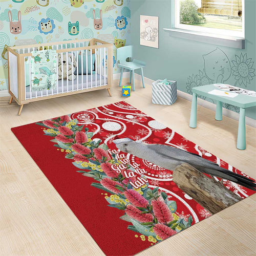 Blue Galah Mutation Christmas Australia Area Rug Falalalala Galalah Bottlebrush Red Aboriginal Art - Aussie Hoodie