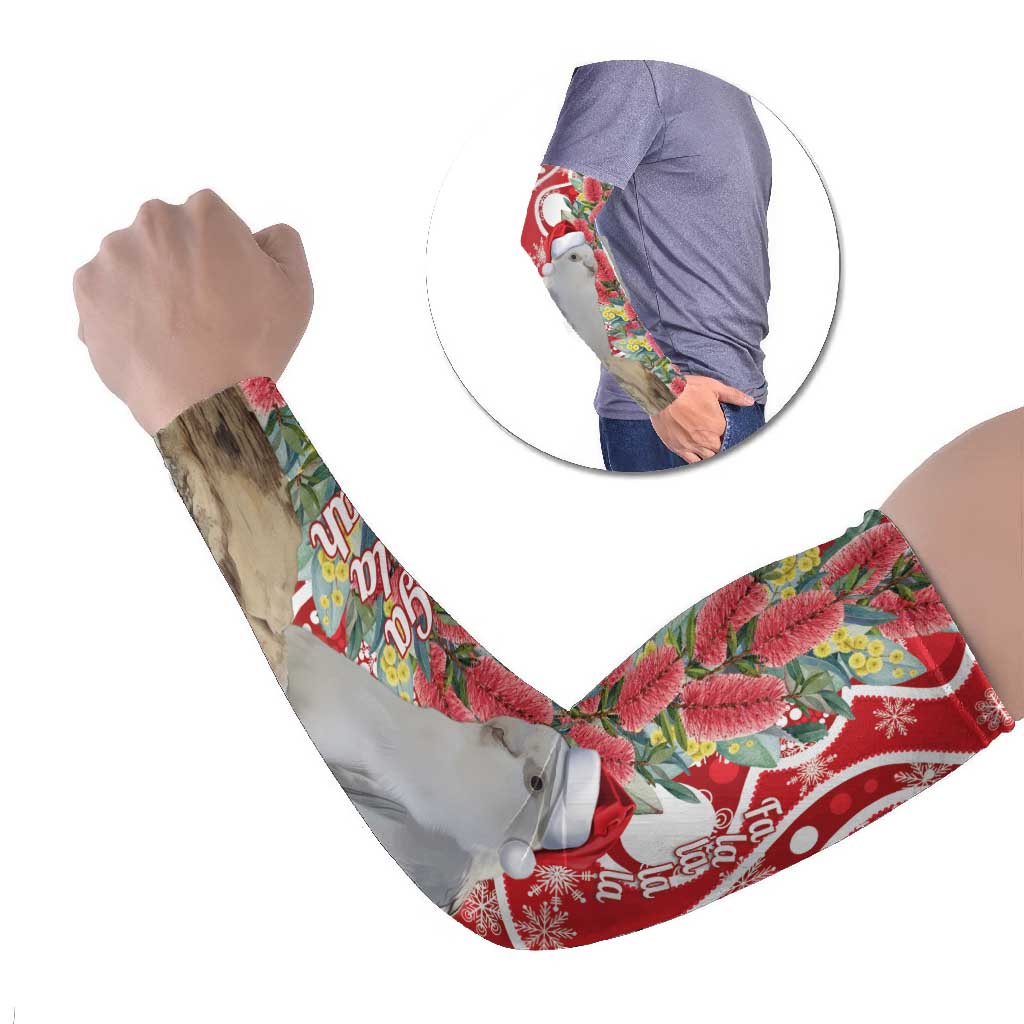 Blue Galah Mutation Christmas Australia Arm Sleeves Falalalala Galalah Bottlebrush Red Aboriginal Art - Aussie Hoodie