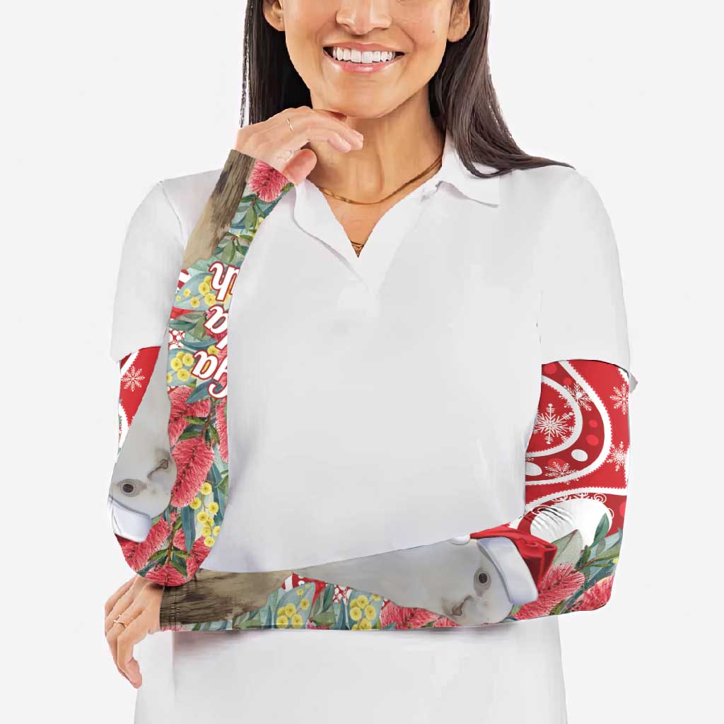 Blue Galah Mutation Christmas Australia Arm Sleeves Falalalala Galalah Bottlebrush Red Aboriginal Art - Aussie Hoodie