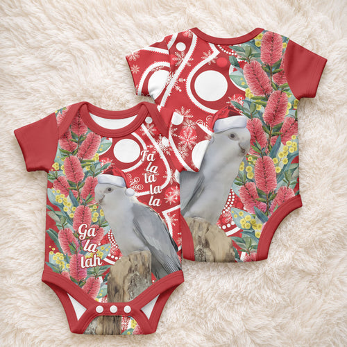 Blue Galah Mutation Christmas Australia Baby Onesie Falalalala Galalah Bottlebrush Red Aboriginal Art