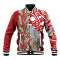 Blue Galah Mutation Christmas Australia Baseball Jacket Falalalala Galalah Bottlebrush Red Aboriginal Art - Aussie Hoodie