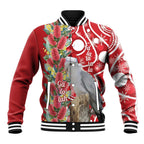 Blue Galah Mutation Christmas Australia Baseball Jacket Falalalala Galalah Bottlebrush Red Aboriginal Art - Aussie Hoodie