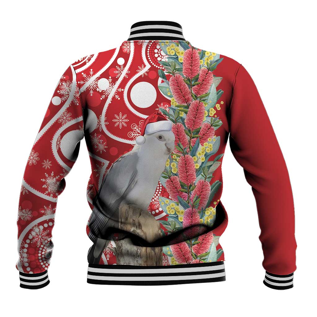 Blue Galah Mutation Christmas Australia Baseball Jacket Falalalala Galalah Bottlebrush Red Aboriginal Art - Aussie Hoodie