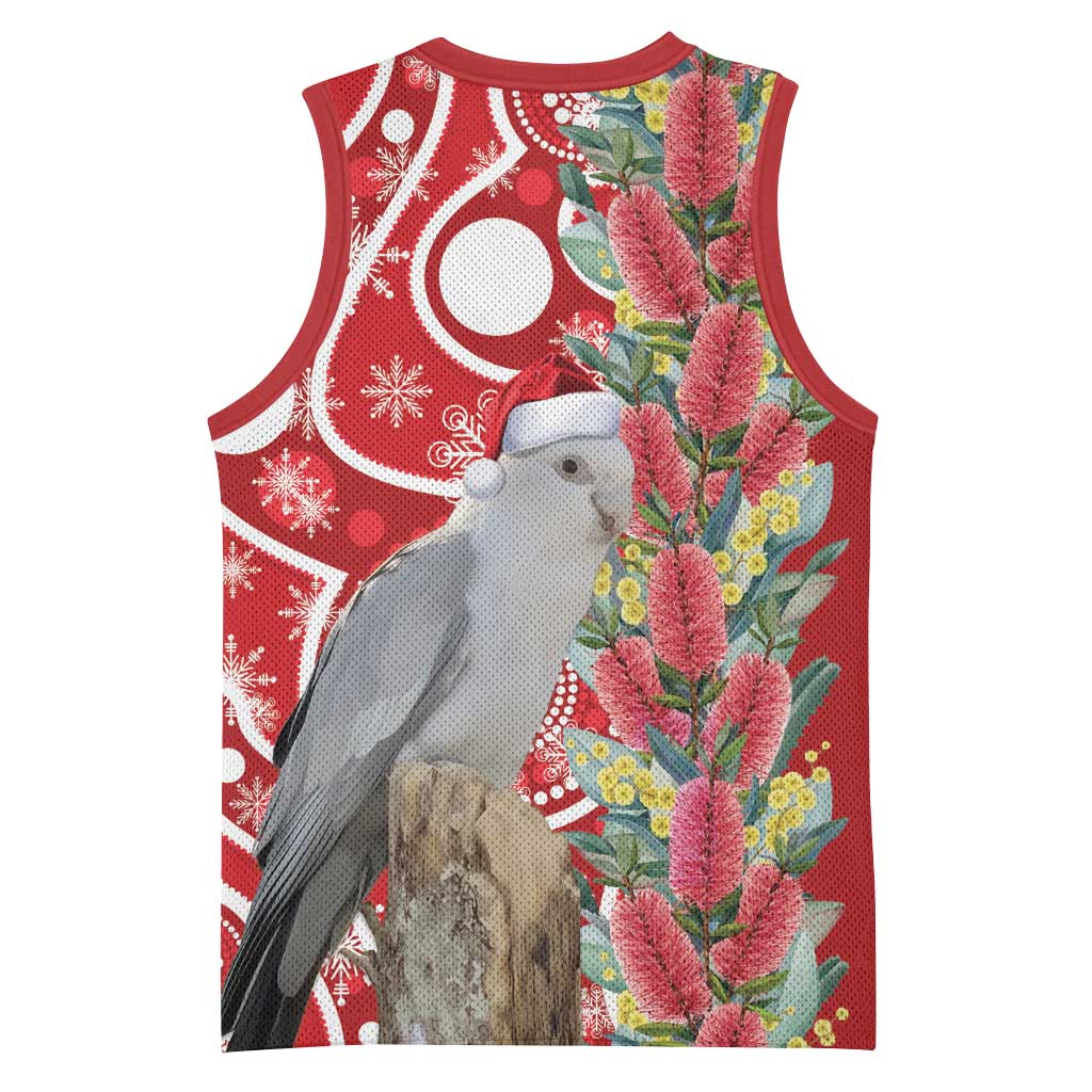 Blue Galah Mutation Christmas Australia Basketball Jersey Falalalala Galalah Bottlebrush Red Aboriginal Art - Aussie Hoodie