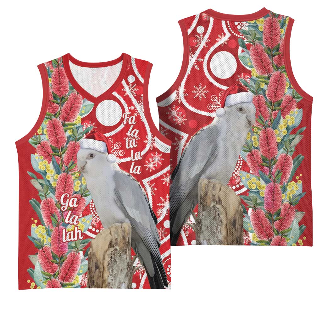 Blue Galah Mutation Christmas Australia Basketball Jersey Falalalala Galalah Bottlebrush Red Aboriginal Art - Aussie Hoodie