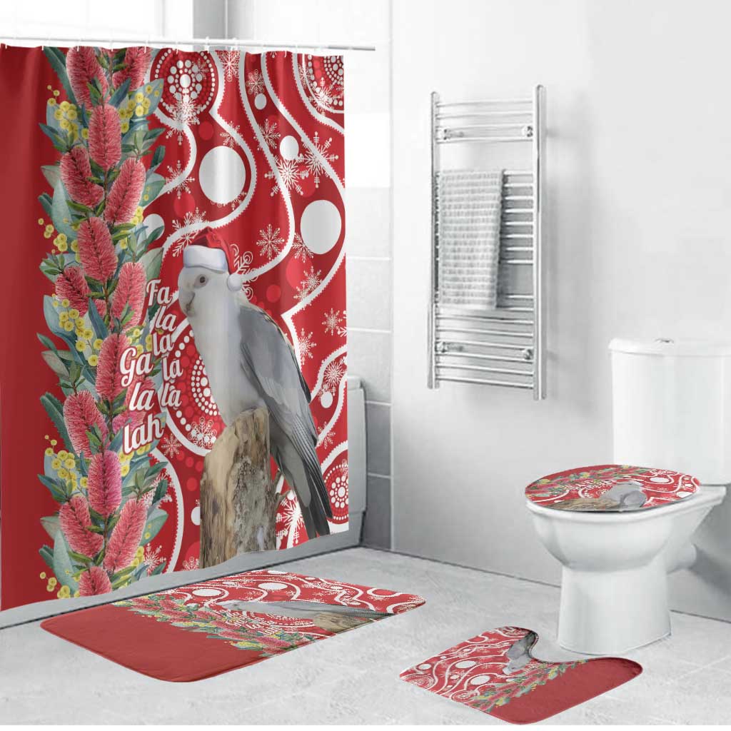 Blue Galah Mutation Christmas Australia Bathroom Set Falalalala Galalah Bottlebrush Red Aboriginal Art - Aussie Hoodie