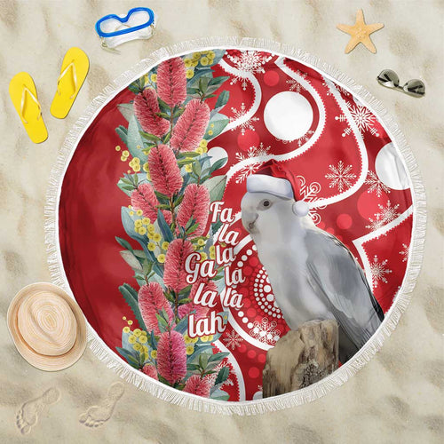 Blue Galah Mutation Christmas Australia Beach Blanket Falalalala Galalah Bottlebrush Red Aboriginal Art - Aussie Hoodie