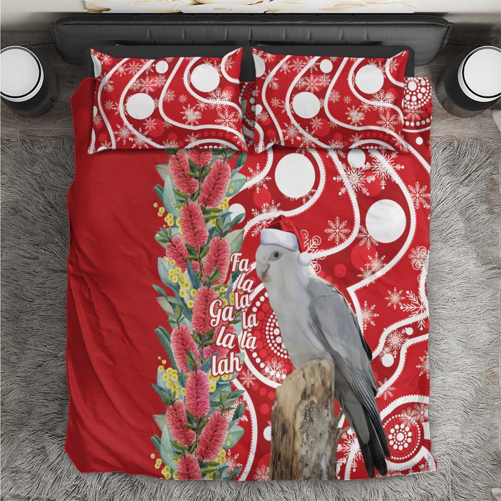 Blue Galah Mutation Christmas Australia Bedding Set Falalalala Galalah Bottlebrush Red Aboriginal Art - Aussie Hoodie