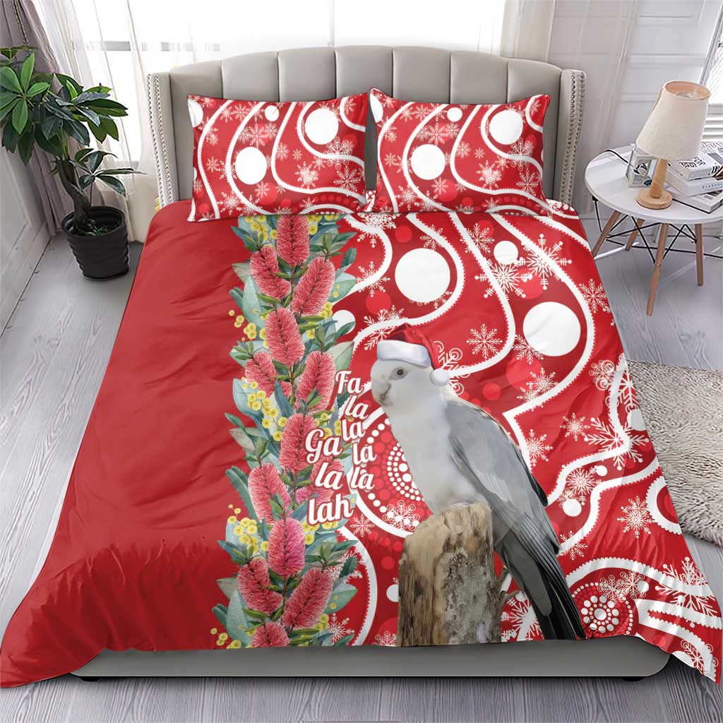 Blue Galah Mutation Christmas Australia Bedding Set Falalalala Galalah Bottlebrush Red Aboriginal Art - Aussie Hoodie