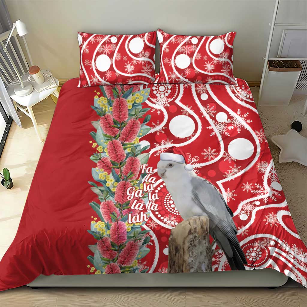 Blue Galah Mutation Christmas Australia Bedding Set Falalalala Galalah Bottlebrush Red Aboriginal Art - Aussie Hoodie