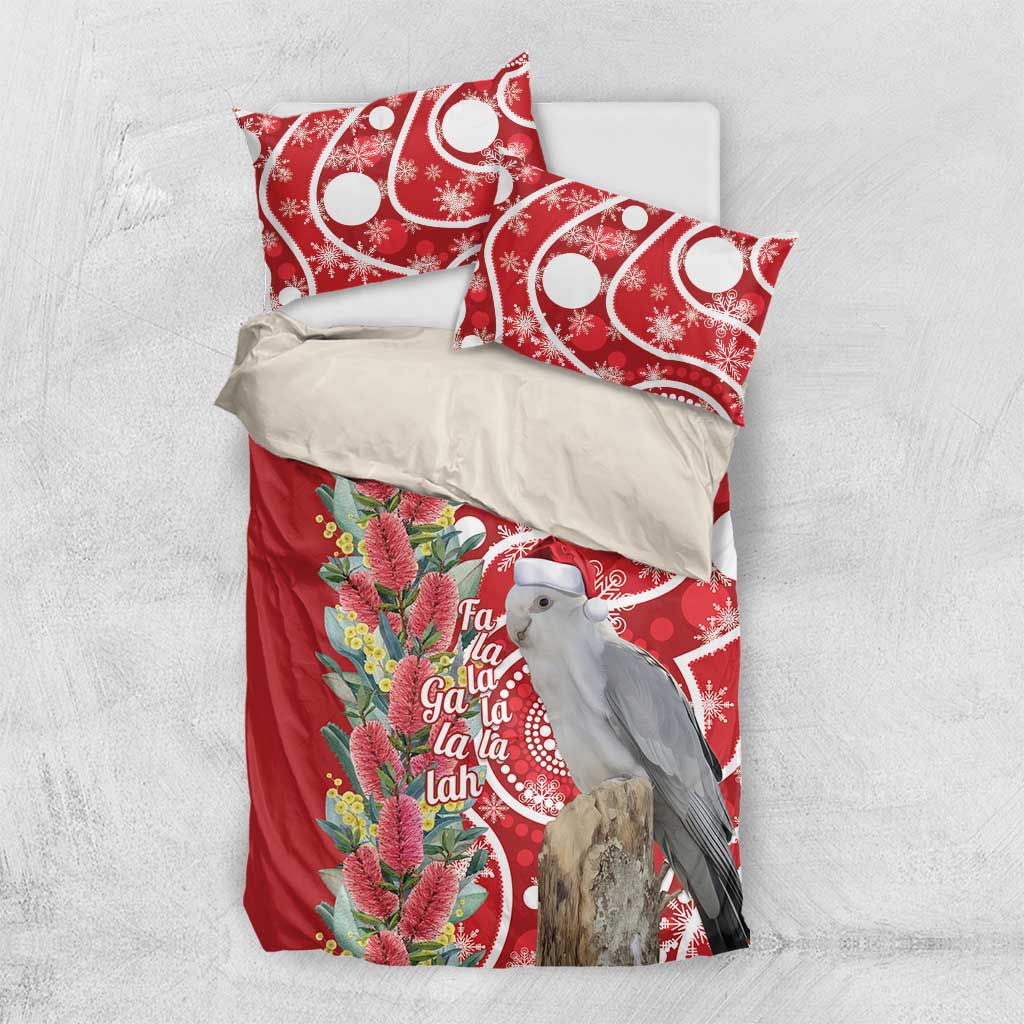 Blue Galah Mutation Christmas Australia Bedding Set Falalalala Galalah Bottlebrush Red Aboriginal Art - Aussie Hoodie