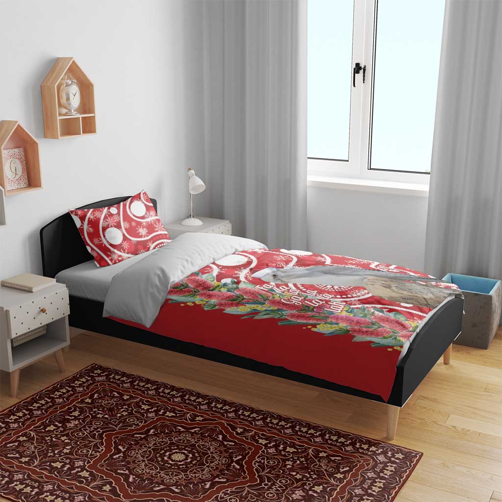 Blue Galah Mutation Christmas Australia Bedding Set Falalalala Galalah Bottlebrush Red Aboriginal Art - Aussie Hoodie