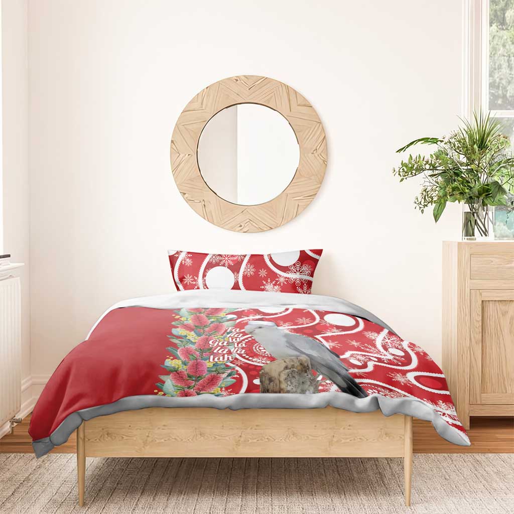Blue Galah Mutation Christmas Australia Bedding Set Falalalala Galalah Bottlebrush Red Aboriginal Art - Aussie Hoodie