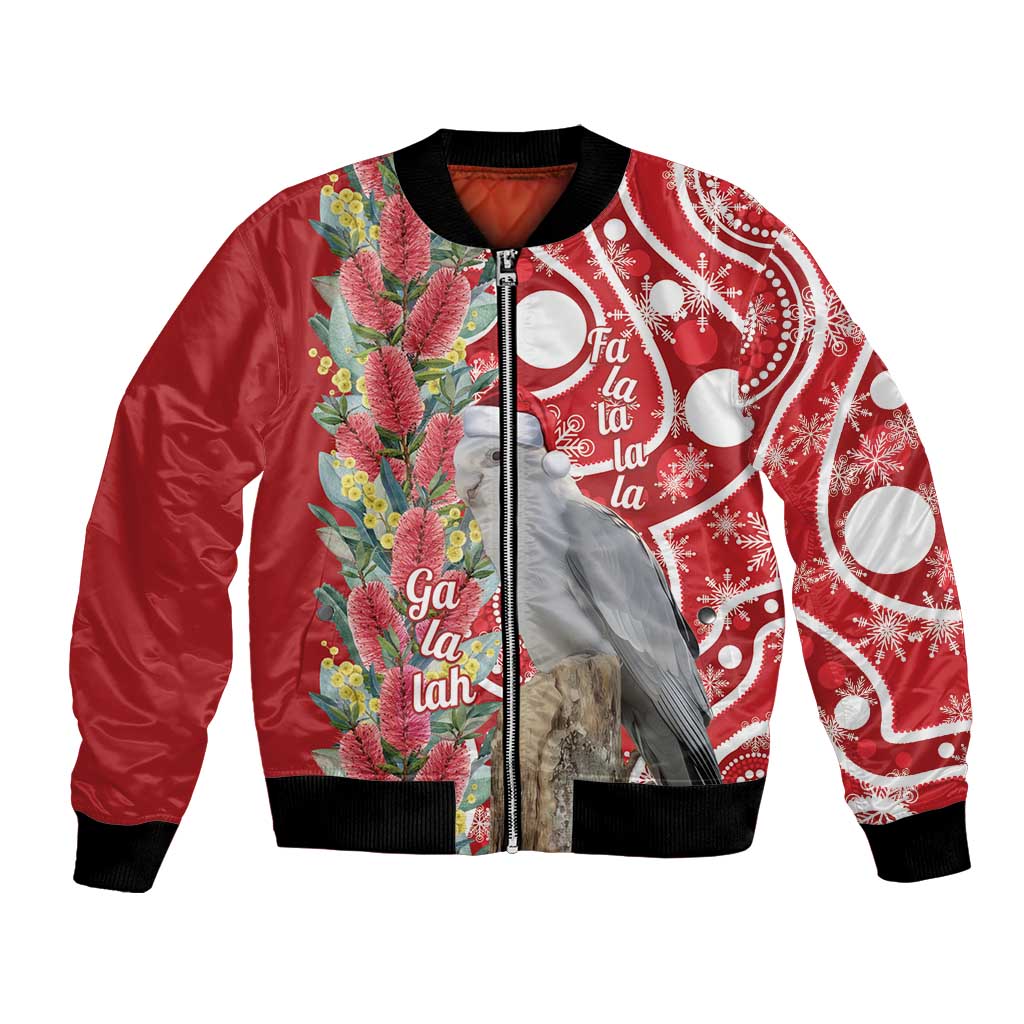 Blue Galah Mutation Christmas Australia Bomber Jacket Falalalala Galalah Bottlebrush Red Aboriginal Art - Aussie Hoodie