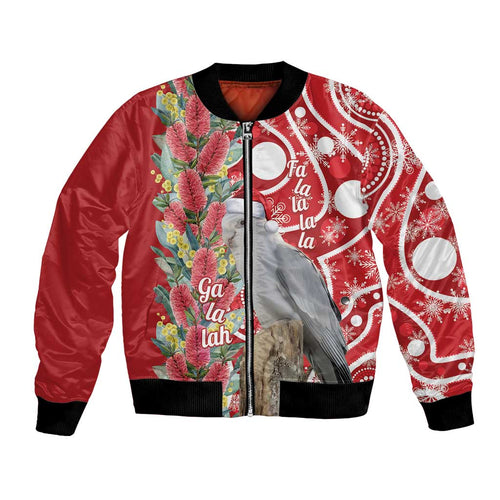 Blue Galah Mutation Christmas Australia Bomber Jacket Falalalala Galalah Bottlebrush Red Aboriginal Art - Aussie Hoodie