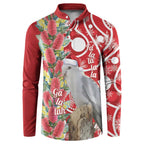 Blue Galah Mutation Christmas Australia Button Sweatshirt Falalalala Galalah Bottlebrush Red Aboriginal Art - Aussie Hoodie