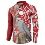 Blue Galah Mutation Christmas Australia Button Sweatshirt Falalalala Galalah Bottlebrush Red Aboriginal Art - Aussie Hoodie