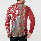 Blue Galah Mutation Christmas Australia Button Sweatshirt Falalalala Galalah Bottlebrush Red Aboriginal Art - Aussie Hoodie