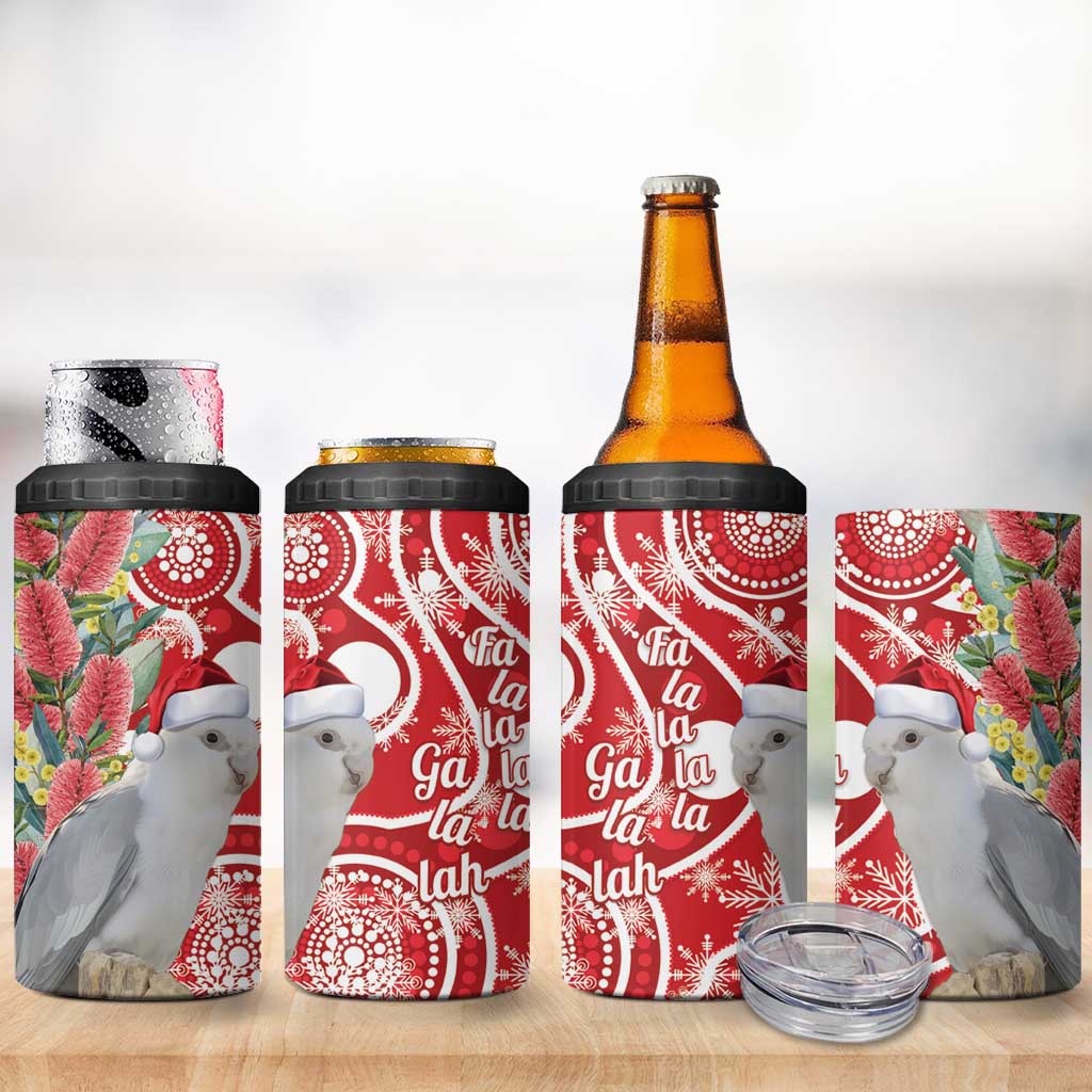 Blue Galah Mutation Christmas Australia 4 in 1 Can Cooler Tumbler Falalalala Galalah Bottlebrush Red Aboriginal Art - Aussie Hoodie