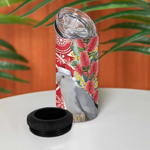 Blue Galah Mutation Christmas Australia 4 in 1 Can Cooler Tumbler Falalalala Galalah Bottlebrush Red Aboriginal Art - Aussie Hoodie