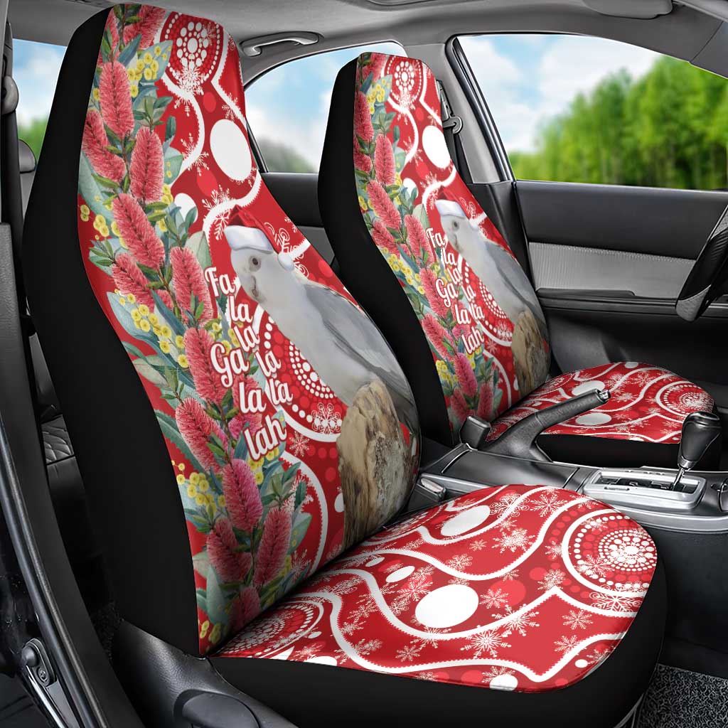 Blue Galah Mutation Christmas Australia Car Seat Cover Falalalala Galalah Bottlebrush Red Aboriginal Art - Aussie Hoodie