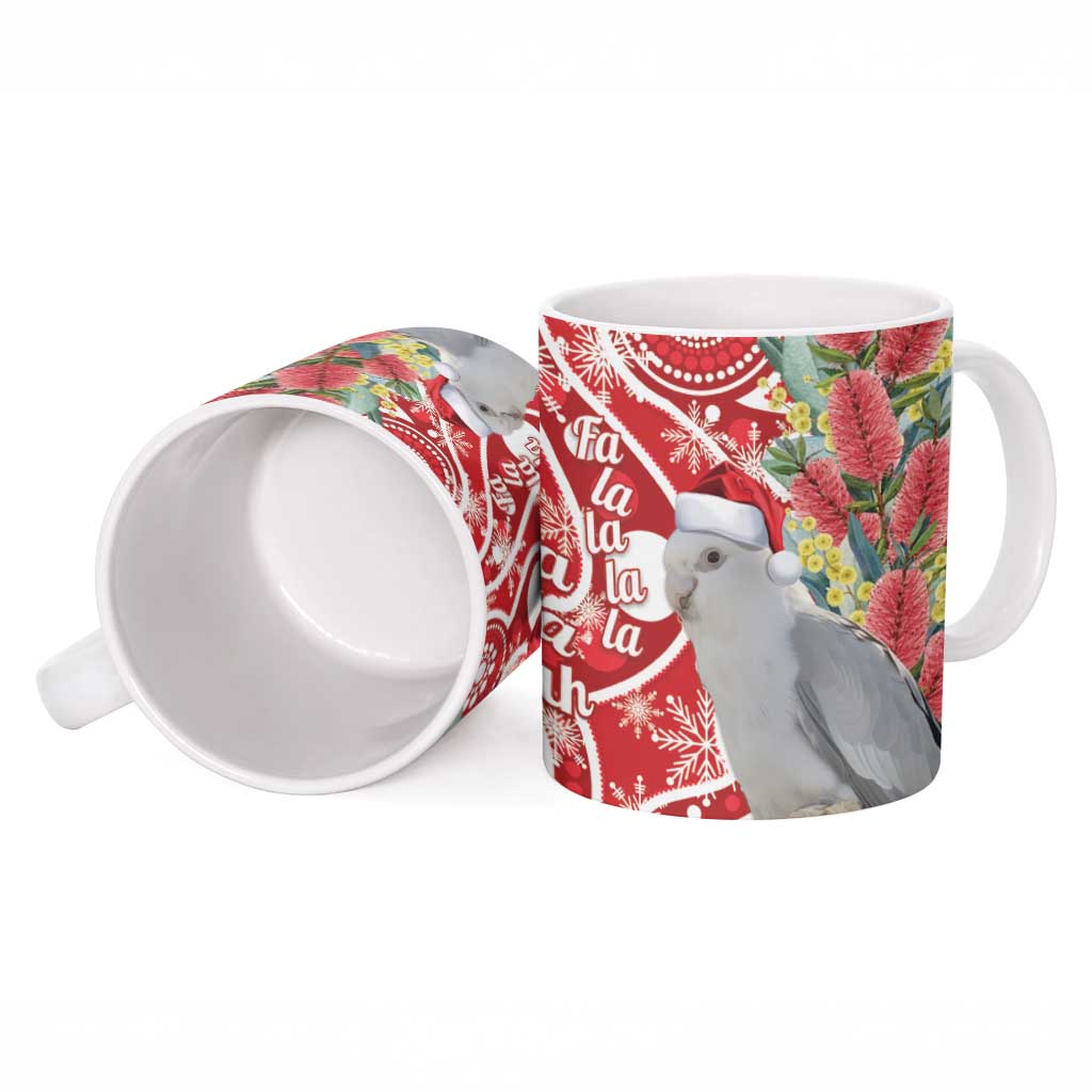 Blue Galah Mutation Christmas Australia Ceramic Mug Falalalala Galalah Bottlebrush Red Aboriginal Art - Aussie Hoodie