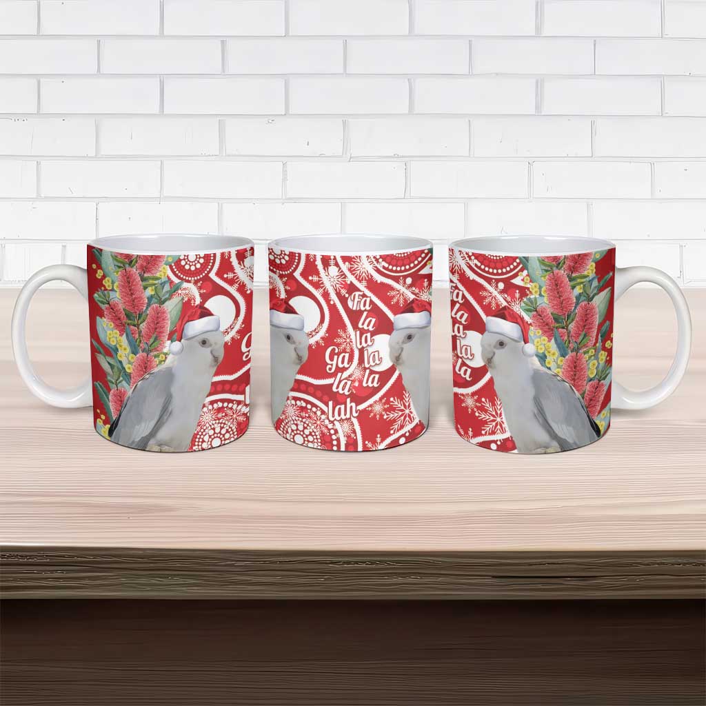Blue Galah Mutation Christmas Australia Ceramic Mug Falalalala Galalah Bottlebrush Red Aboriginal Art - Aussie Hoodie