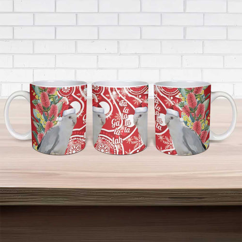 Blue Galah Mutation Christmas Australia Ceramic Mug Falalalala Galalah Bottlebrush Red Aboriginal Art - Aussie Hoodie