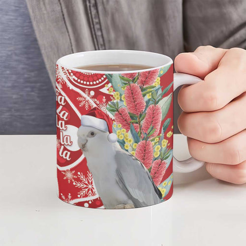 Blue Galah Mutation Christmas Australia Ceramic Mug Falalalala Galalah Bottlebrush Red Aboriginal Art - Aussie Hoodie