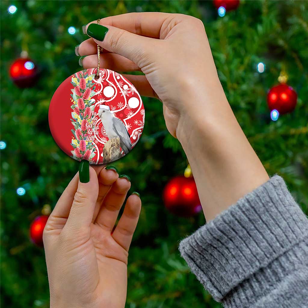 Blue Galah Mutation Christmas Australia Ceramic Ornament Falalalala Galalah Bottlebrush Red Aboriginal Art - Aussie Hoodie