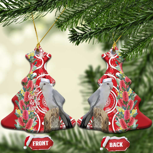Blue Galah Mutation Christmas Australia Ceramic Ornament Falalalala Galalah Bottlebrush Red Aboriginal Art - Aussie Hoodie