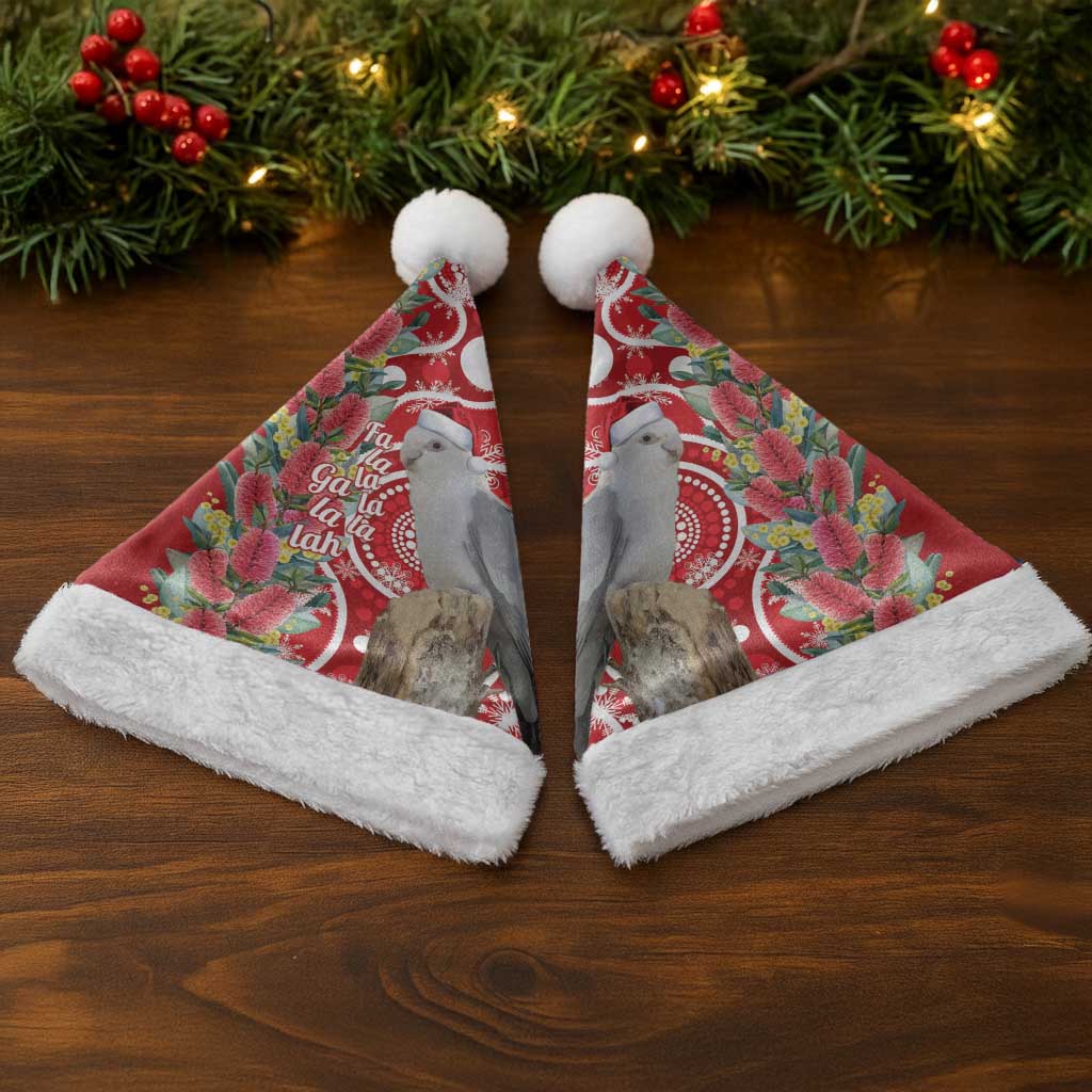 Blue Galah Mutation Christmas Australia Christmas Santa Hat Falalalala Galalah Bottlebrush Red Aboriginal Art - Aussie Hoodie