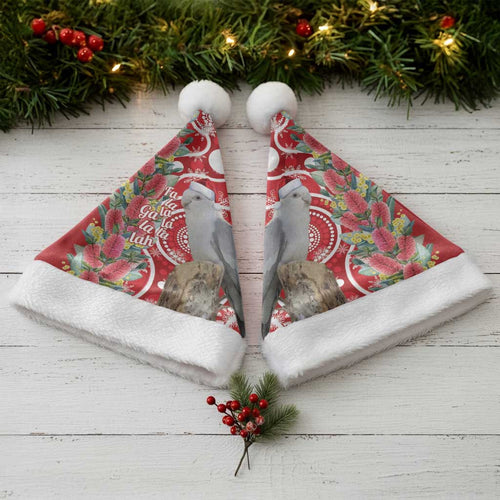 Blue Galah Mutation Christmas Australia Christmas Santa Hat Falalalala Galalah Bottlebrush Red Aboriginal Art - Aussie Hoodie