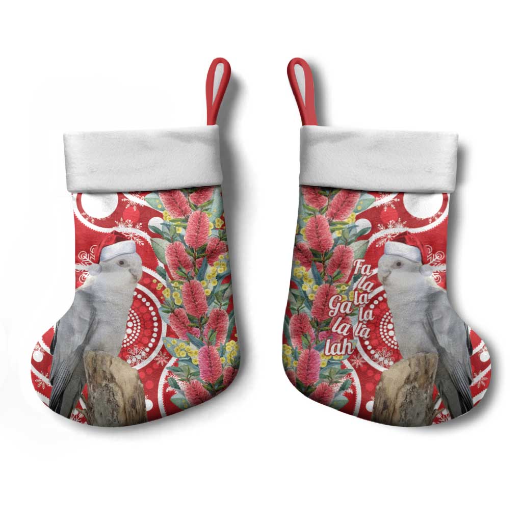 Blue Galah Mutation Christmas Australia Christmas Stocking Falalalala Galalah Bottlebrush Red Aboriginal Art - Aussie Hoodie
