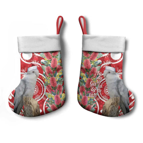 Blue Galah Mutation Christmas Australia Christmas Stocking Falalalala Galalah Bottlebrush Red Aboriginal Art - Aussie Hoodie