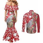 Blue Galah Mutation Christmas Australia Couples Matching Mermaid Dress and Long Sleeve Button Shirt Falalalala Galalah Bottlebrush Red Aboriginal Art - Aussie Hoodie